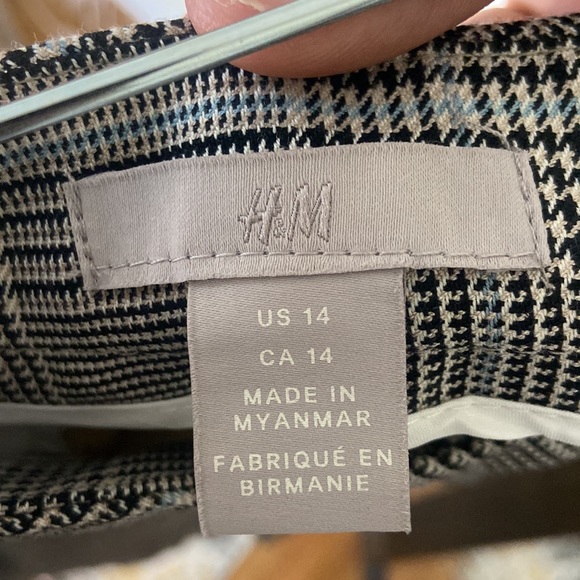 H&M Plaid Work Slim Leg Fitted Trousers - Picture 4 of 5